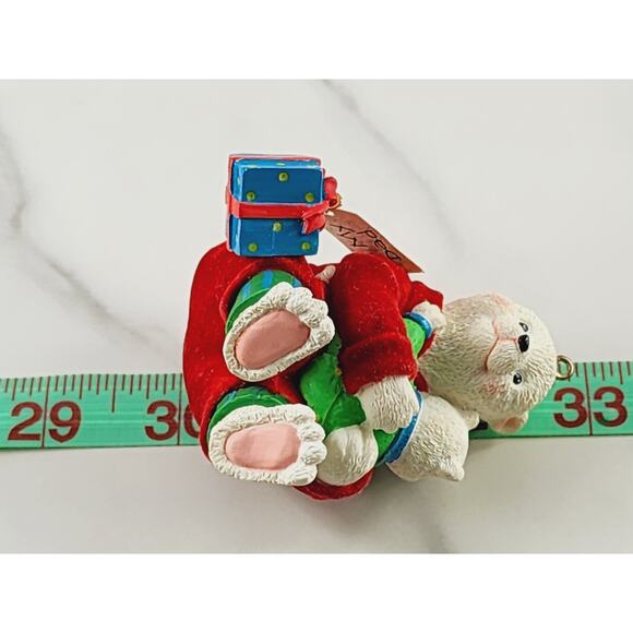 AGC Teddy Bear w/ Baby Ornament To My Dad Figurine Year 2000 White Red 2 3/4" - Picture 15 of 16